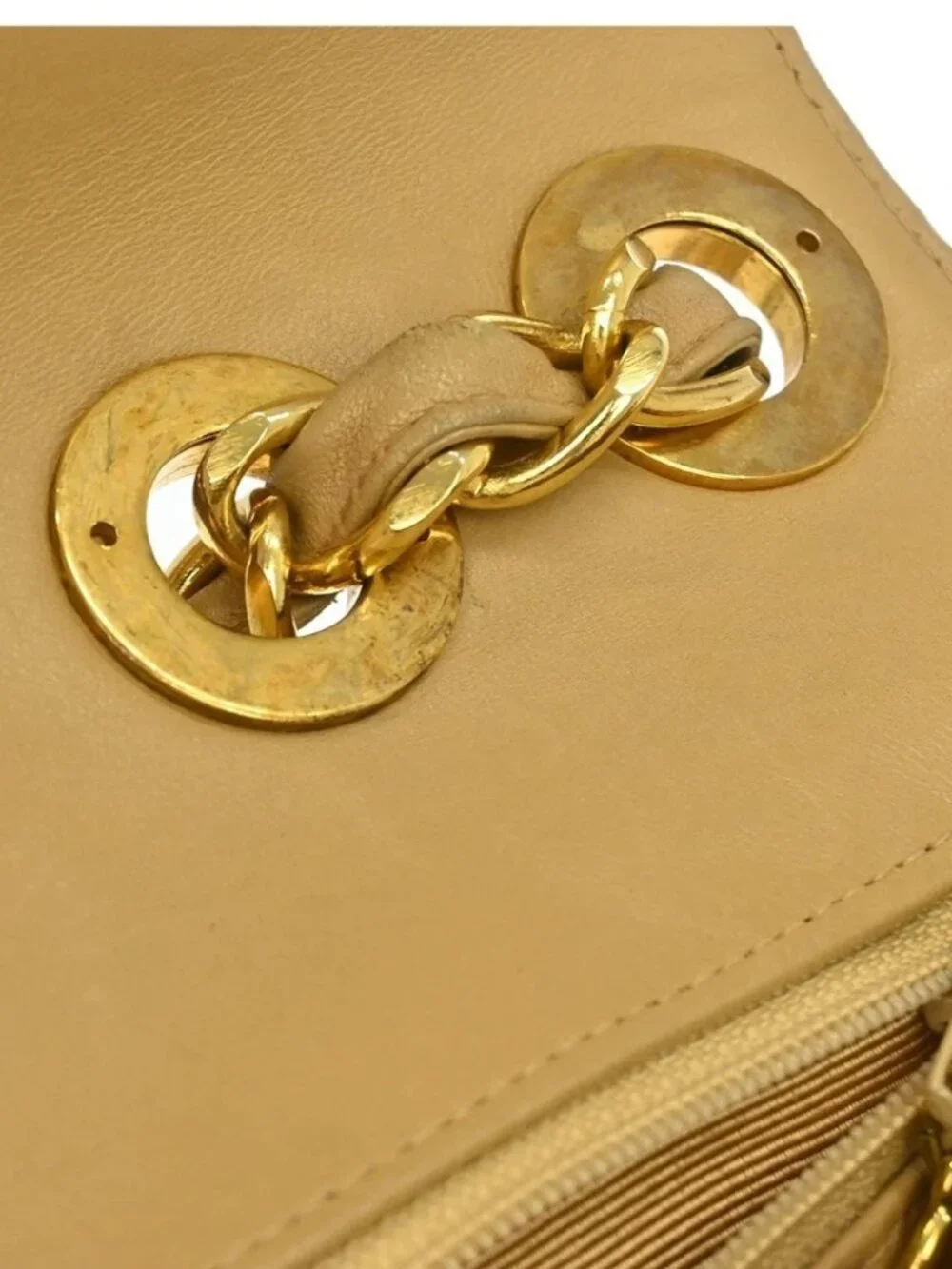 Chanel Beige Bias Stitch Medium Shoulder Bag
